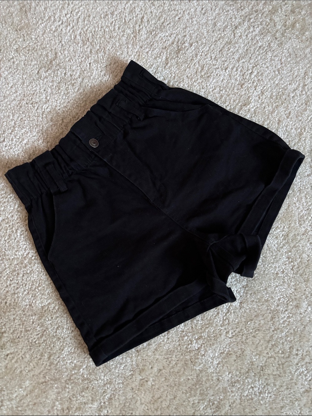 No Boundaries Black High-Waist Paperbag Shorts